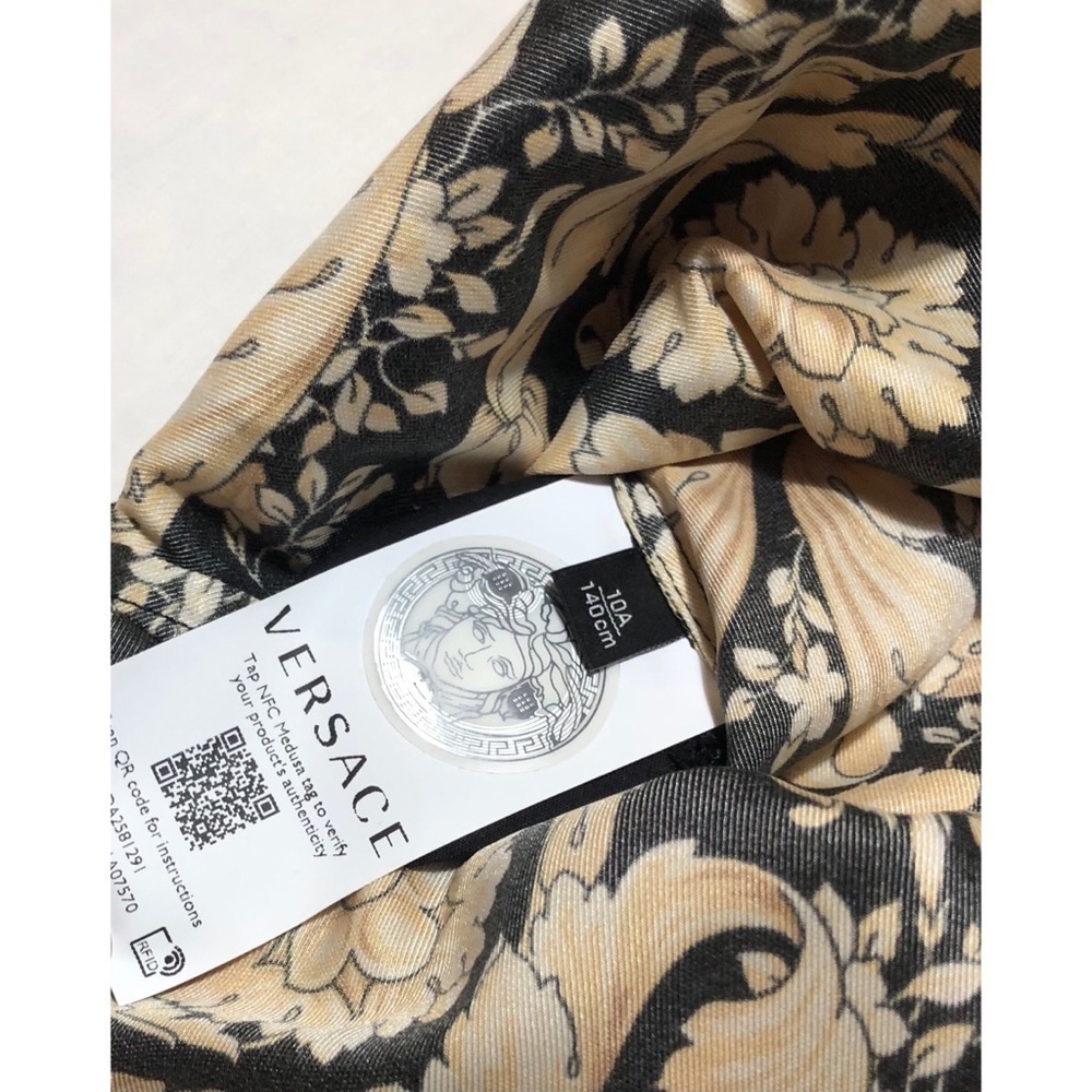 VERSACE Girls Black Gold Button Down Dress Waist Belt Sz 10A NWT 100% Authentic - Picture 9 of 9